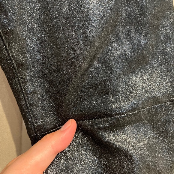 BALMAIN - FR38/6 Skinny Zip Moto Biker Pants in Glitter/Silver Lambskin Leather - Picture 8 of 15